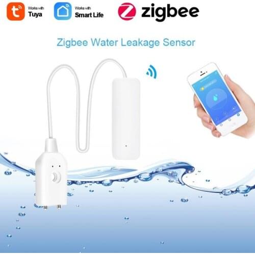 Tuya Zigbee Water Leak Sensor Detector Flood Alert Overflow Security Alarm System Independent Water Leakage Alarm Smart Life APP