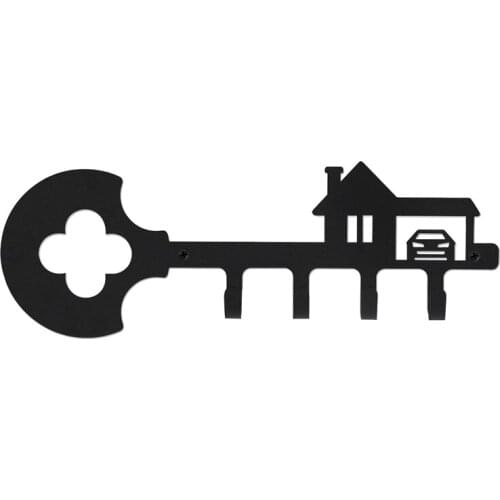 Decorative Wall Mounted Iron Key Holder,11 Inch,4 Key Hooks Organizer For Car Or House Keys,Key Rack With Screws(Black)