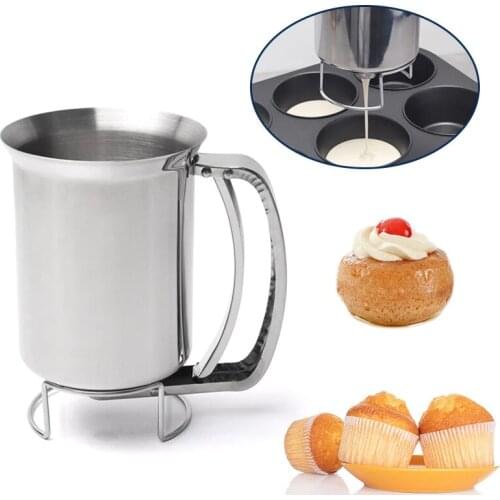 Stainless Steel Batter Dispenser Handheld Durable Batter Funnel Home Heat Resistant Cupcake Pastry Separator Kitchen Supplies