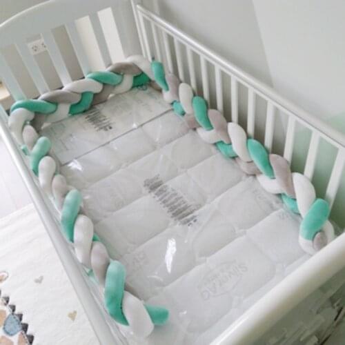 2M Long Knotted Baby Bumper Customize Bed Braid Knot Pillow Cushion Bumper for Infant Bebe Crib Protector Cot Bumper Room Decor