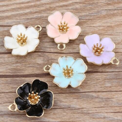 Enamel hibiscus flower charms pendant alloy DIY jewelry accessories for bracelet necklace hair earrings dangle charm wholesale