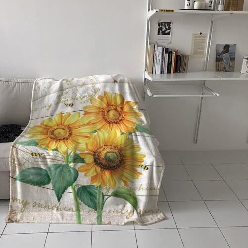 Farm Flower Sunflower Bee Throw Blanket for Sofa Warm Blanket on Bed Home Bedspread Travel Fleece Blanket