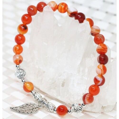 Hot sale natural Gouache agat onyx carnelian stone round beads 6mm women bracelet elegant gift charms jewelry 7.5inch B1921