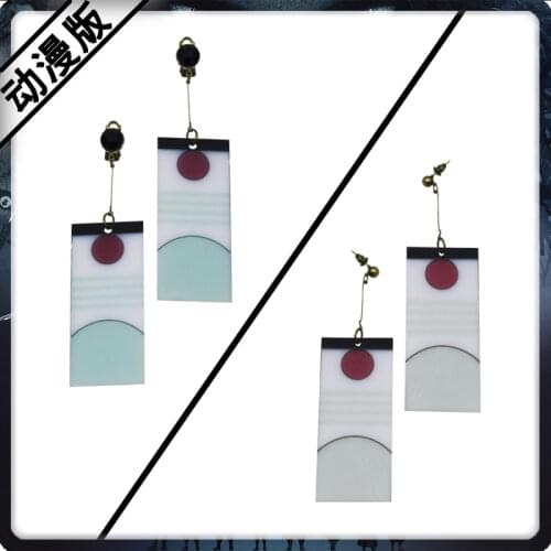 Hot Anime Demon Slayer Kamado Tanjirou Earring Cosplay Props Halloween Christmas Fancy Party Props for Carnival Comic Show