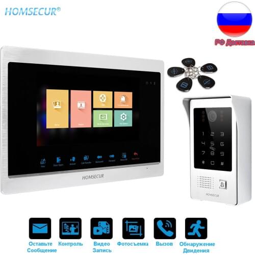 HOMSECUR RU Language 7" Wired Smart Video Door Phone with Password/Card 1.3MP Rainproof Camera + Night Vision + Touch Button