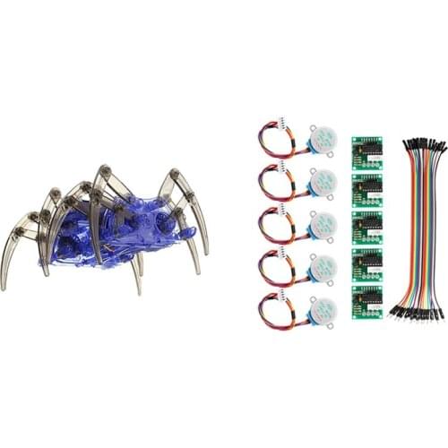 1 Set DIY Assemble Intelligent Electric Spider Robot Toy DIY Kit & 5 Pcs 5V Stepper Motor Set With Uln2003 Driver Board