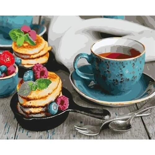 GATYZTORY Afternoon tea Painting By Number Coffee HandPainted Painting Art DIY Pictures By Numbers Kits For Home Decoration