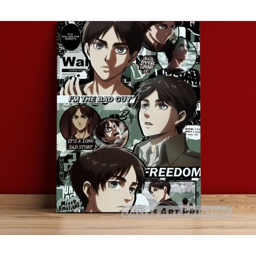 Canvas Anime Eren Jaeger Attack on Titan Pictures Home Decoration Paintings Poster HD Prints Wall Art Modular Living Room Framed