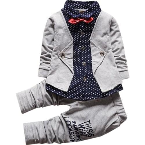 Boy Clothes Gentleman Vestidos Two-piece New Long-sleeved Jacket Pants Bow Tie Decoration 1-4 Y Child Quality Clothing Hot Sale