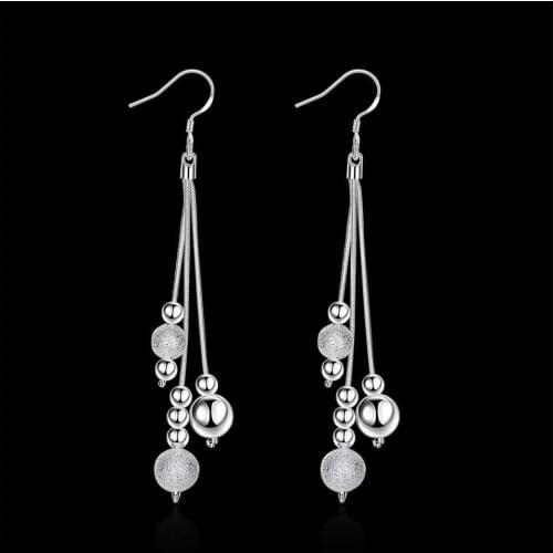 Beautiful Fashion 925 Silver Earrings, Multi-Bead Earrings WomenS Earring s Glamour Jewelry Wedding Gifts Birthday Present