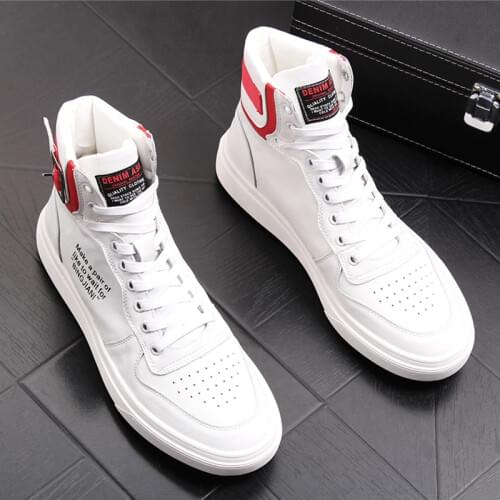 Stephoes 2019 Men Fashion Casual Ankle Boots Spring Autumn High Top Metal Sneakers Male Hip Hop Leather Shoes Zapatos Hombre