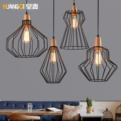 Huangs wife loft dining room chandelier office bar iron cage Nordic Industrial wind bar Retro