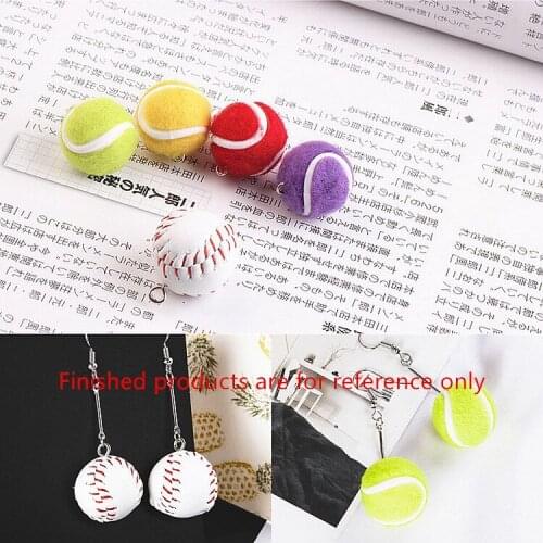 Min order 10pcs/lot sports Creative 3D rounds baseball/tennis shape handmade wool felt/leather diy jewelry earring pendants