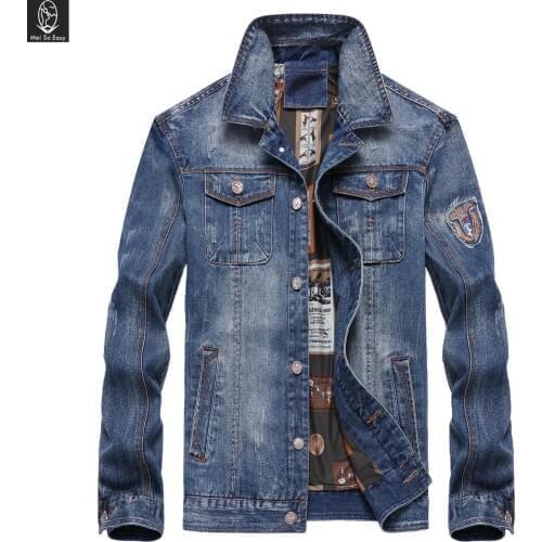 Big man Autumn Cotton denim jacket mens extra large casual outerwear fashion high qualtiy plus size 2XL 3XL 4XL 5XL 6XL 7XL