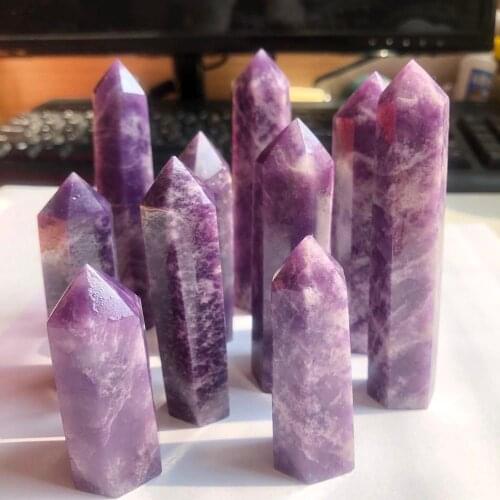 Natural Fantasy amethyst Crystal Colorful Striped Fluorite Quartz Crystal Stone Point Healing Hexagonal Wand Treatment Stone