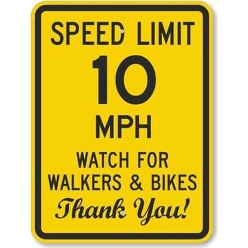Joycenie Tin Sign Great Aluminum Sign Speed Limit 10 MPH Watch for Walkers & Wall Decor Indoor Outdoor Metal Sign Vintag