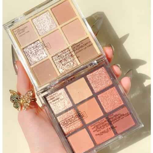 9 Color Diamond Glitter Eyeshadow Palette Matte Shimmer Luster Eyes Makeup Shadows Tray Waterproof Lasting Eyeshadow Cosmetics