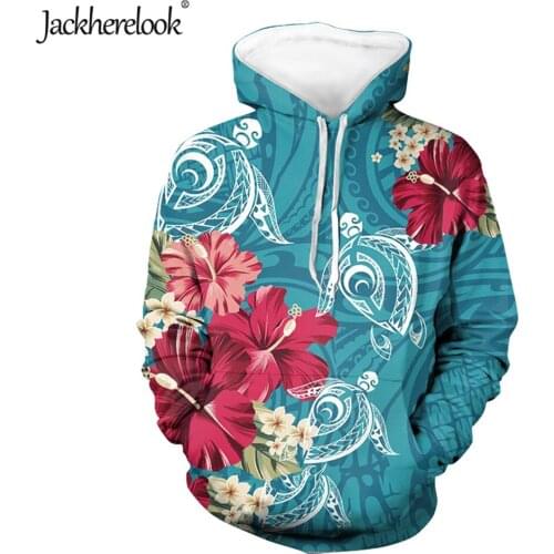 Jackherelook Casual Womens Long Sleeve Hoodies Hawaii Turtle Hibiscus Polynesian Tribal Print Plus Size Pullover Sweatshirts