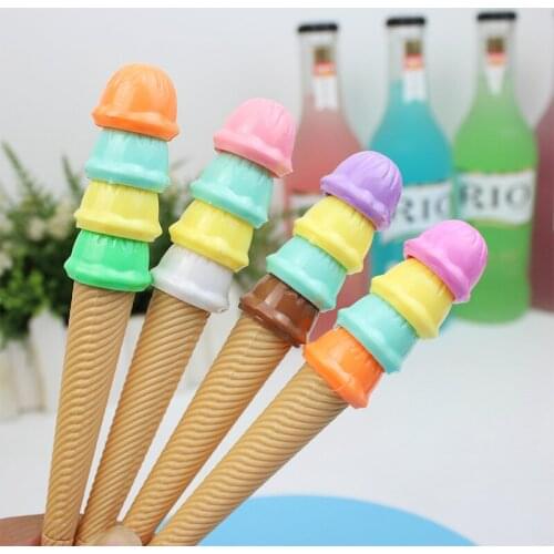 Ice Cream Pen Creative Ice Hockey Gel Pen Cute Cartoon School Supplies Student Signature Pen 0.5mm Black Pen Kids Prizes