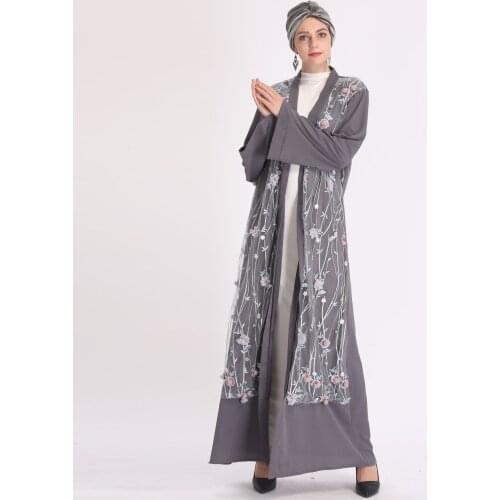 Hand made sequined Beading opened abaya Muslim dress female fashion katfan dubai kimono islamic abaya prayer service clothing
