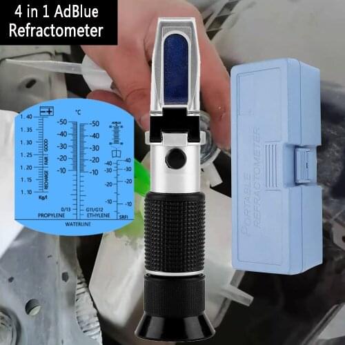4 in 1 Hand Held Refractometer Vehicle Urea Tester Antifreeze Refractometer 30-35% Adblue Fluid Glycol Battery Concent Measure