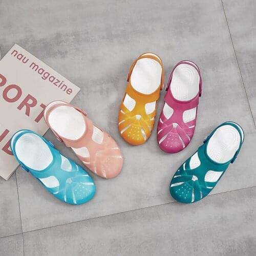 Summer Ladies Footwear Platform Flat Wedges Sandals Lady For Girls Transparent Jelly Beach Shoes Sandals Sanitary Clogs Woman