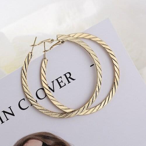 Dreamtop Punk Hoop Earrings For Women Metal Statement Earrings Jewelry Large Big Earings Party Gold-Color Christmas Gift E93