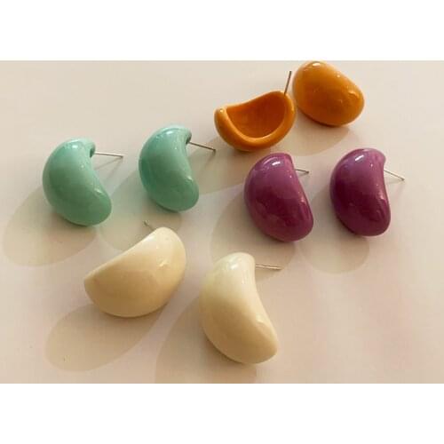 South Koreas New Retro Candy Color Sweet Temperament Resin Simple Earrings Fashion Earrings Female Trend Jewelry
