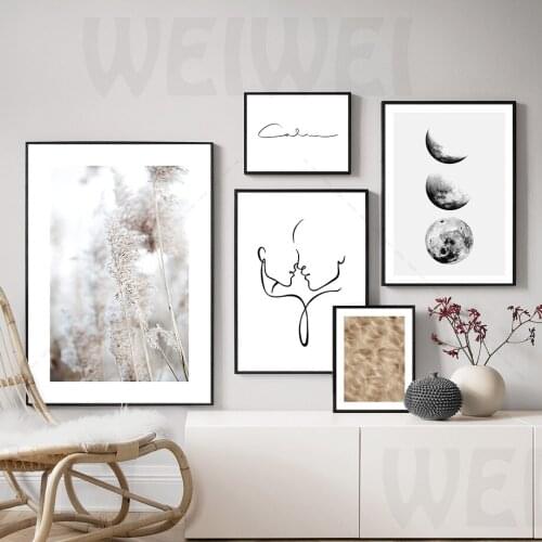 Nordic Canvas Painting White Reed Wall Art Print Autumn Natural Scenery Landscape Picture for Living Room Decoration Weiwei
