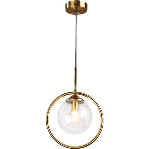 Nordic LED Pendant Lamp Simple Creative Glass Circle Pendant Lights Lighting Bedroom Bedside Hanging Light Indoor Decor Fixtures