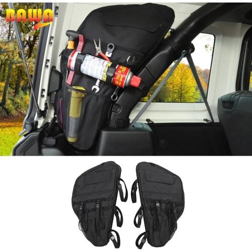 Roll Bar Storage Bag Cargo Cage with Multi-Pockets & Organizers & Cargo Bag Saddlebag Tool For 4-door Jeep Wrangler JL JK 2007