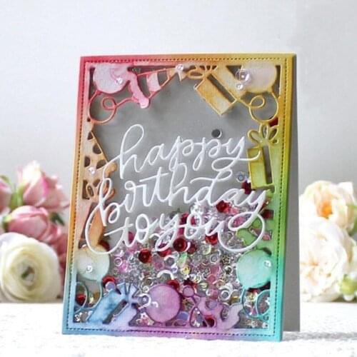 Dies Cutting Dies Happy holiday frame Stencils Scrapbooking Embossing DIY Crafts Paper Cards Album Decor Metal Dies Cut
