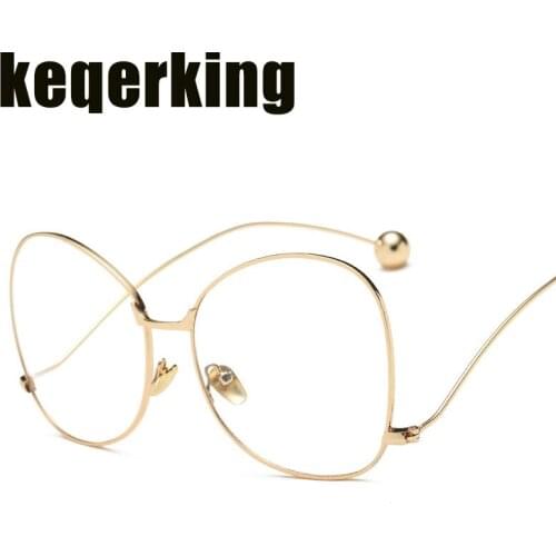 Vintage Big Butterfly Shape Glasses Frame Round Lens Myopia Optical Mirror Simple Metal Women Men Transparent Eyewear Frame