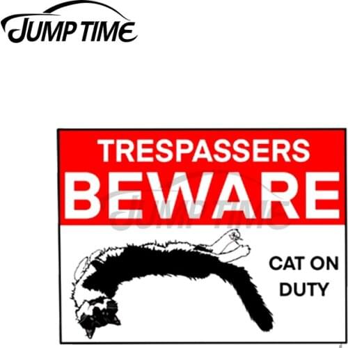 Jump Time 13 x 0cm For Cat On Duty Sign Funny Car Stickers Scratch-Proof Decal Personality Creative Car Door Protector Decor