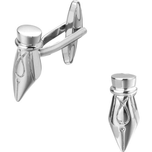 High quality mens wedding Cufflinks Silvery pen head Cufflinks 5 pairs of packaging for sale