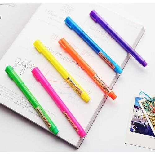 6pcs Lumina Color Pen Highlighter Marker Mild Fluorescent Liner Drawing Highlighting Painting Office Accessories School F968