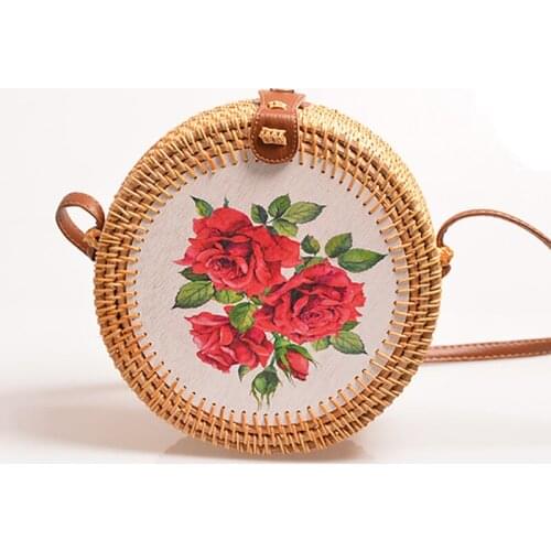 Ladies Beach Retro Handbag Vintage National Style Rattan Handmade Women Shoulder Bags Straw Weaving Crossbody Bag