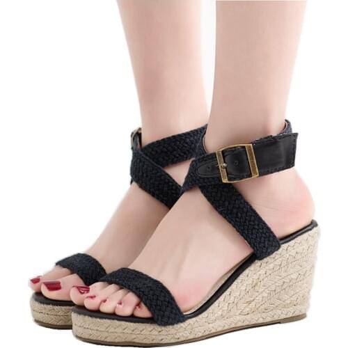 Crystal Queen Women Sandals Summer Wedges Elastic Band Sandals Women Casual Ladies Platform Sandals Womens Shoes Round Toe