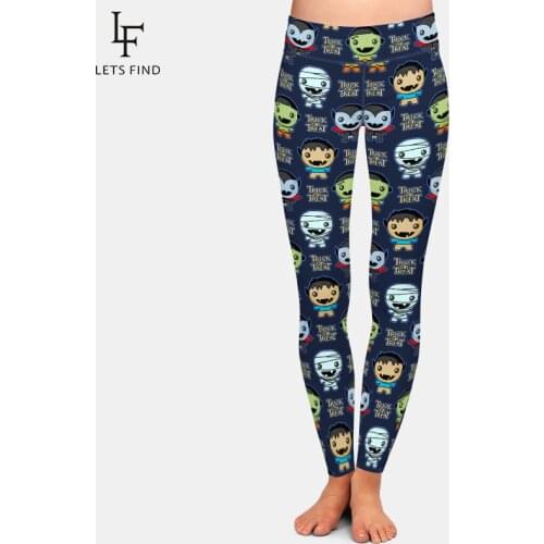 LETSFIND Womens Warm Leggings 3D Cute Halloween Characters Digital Printing High Waist Plus Size Fitness Stretch Leggings