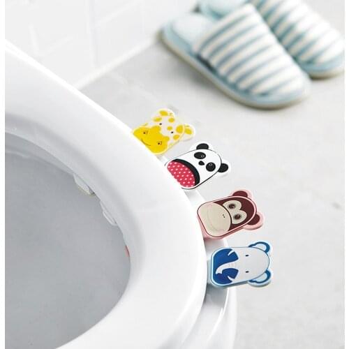 1pc Cute Cartoon Toilet Cover Lifting Device Seat Handle Bathroom Lid Cover Lifter Portable Sanitary Tool Seat