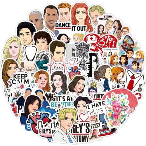 10/50Pcs Cartoon TV Show Greys Anatomy Stickers Funny Scrapbooking Luggage Laptop Phone Decals DIY Album Sticker Doctors Gift