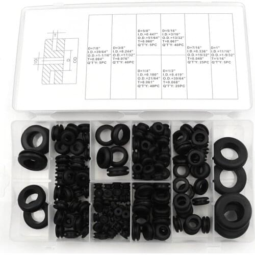180pcs/pack For Cylinder Valve Water Pipe Rubber Grommet Firewall Hole Plug Retaining Ring Set Car Electrical Wire Gasket Kit