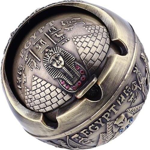 1Pc Ashtray with Lid Windproof Creative Chic Cigarette Butt Container Egypt Style Ashtray Desktop Decor for Home Cafe Office