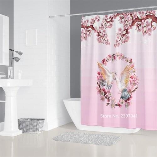 3D Digital Print Blue Star Nordic Style Waterproof Shower Curtains Hook Natural Landscape Home Bathroom Washable Curtains
