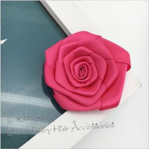 50Pcs/Lot Hand Made DIA 6.5cm Ribbon Rose Artificial Flower For Wedding Bouquet Decoration Flower DIY Hair Accessoires