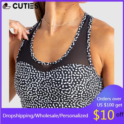 Shock Proof Mesh Spliced Sport Bra Women Quick Dry Crop Tank Top Workout Running Yoga Bra Backless Active Bra Sport Top Femme