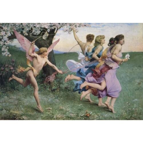 Free shipping home wall art decoration pictures classical angels pursuit scenery oil paintings canvas prints printed on canvas