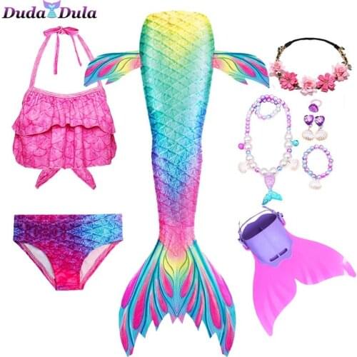 Little Mermaid Tails Kids Bating Suit Mermaid Party Cosplay Fantasy Beach Bikini Children Swimsuit Girls Swimmable Swimming Wear