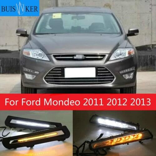 DRL Driving Daytime Running Light fog lamp 12V Relay Daylight Yellow turn signal 2Pcs for Ford Mondeo 2011 2012 2013