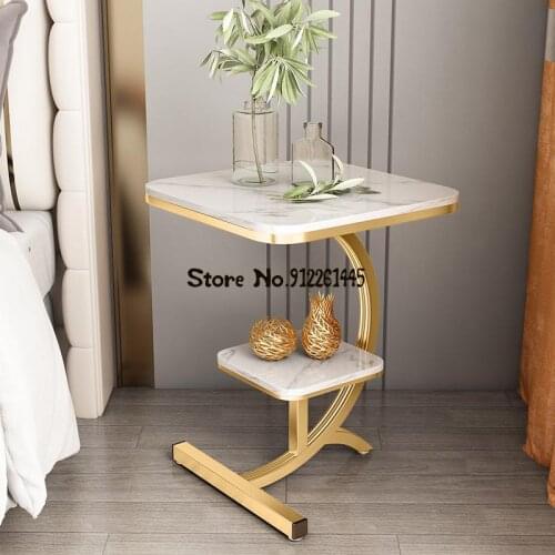 Small Coffee Table Corner Light Luxury Modern Simple Nordic Iron Square Table Italian Living Room Marble Sofa Side Cabinet